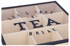 Pudełko na herbatę 24,5 cm 9 przegródek organizer skrzynka herbaciarka