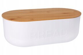 Biały CHLEBAK pojemnik na chleb pieczywo bułki deska bambusowa 35x19x12 cm
