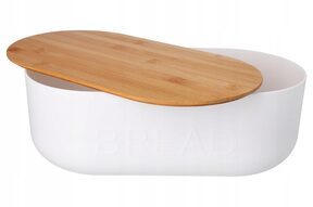 Biały CHLEBAK pojemnik na chleb pieczywo bułki deska bambusowa 35x19x12 cm