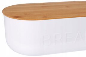 Biały CHLEBAK pojemnik na chleb pieczywo bułki deska bambusowa 35x19x12 cm
