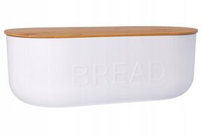 Biały CHLEBAK pojemnik na chleb pieczywo bułki deska bambusowa 35x19x12 cm