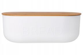 Biały CHLEBAK pojemnik na chleb pieczywo bułki deska bambusowa 35x19x12 cm