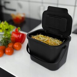 POJEMNIK NA ODPADY BIO kosz pojemniki na śmieci kuchenne z pokrywą czarny