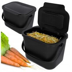 POJEMNIK NA ODPADY BIO kosz pojemniki na śmieci kuchenne z pokrywą czarny