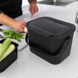 POJEMNIK NA ODPADY BIO kosz pojemniki na śmieci kuchenne z pokrywą czarny