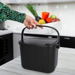 POJEMNIK NA ODPADY BIO kosz pojemniki na śmieci kuchenne z pokrywą czarny