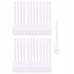 Widelce plastikowe wielorazowe 25 sztuk różowe deserowe na urodziny