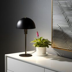 Lampka nocna biurkowa do czytania czarna metalowa stojąca z kloszem