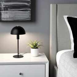 Lampka nocna biurkowa do czytania czarna metalowa stojąca z kloszem