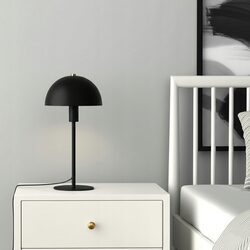 Lampka nocna biurkowa do czytania czarna metalowa stojąca z kloszem