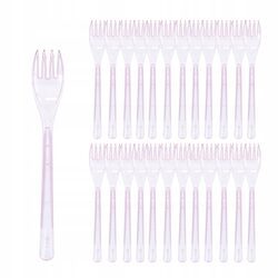 Widelce plastikowe wielorazowe 25 sztuk różowe deserowe na urodziny