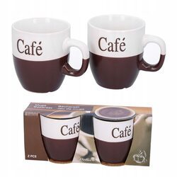 KUBKI DO KAWY 150ml małe ceramiczne brązowe zestaw 2 sztuki do espresso
