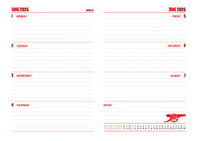 Arsenal FC - kalendarz książkowy A5 2026
