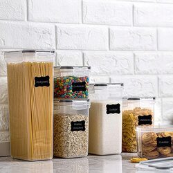 ZESTAW POJEMNIKÓW NA ŻYWNOŚĆ x8 szczelne organizery do szafek z naklejkami