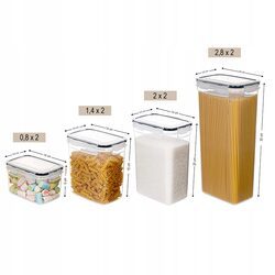 ZESTAW POJEMNIKÓW NA ŻYWNOŚĆ x8 szczelne organizery do szafek z naklejkami