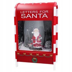 SKRZYNKA NA LISTY świąteczna dekoracja 40cm Mikołaj led muzyka śnieg usb