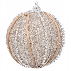 BOMBKA CHOINKOWA XXL 8 cm złota z perełkami brokatowa duża bombka ozdobna