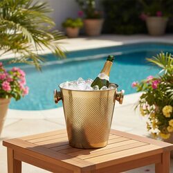 WIADERKO NA LÓD stalowe złote pojemnik na lód do butelki cooler 4,5l duże