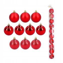 Bombki choinkowe zestaw 10 sztuk czerwone 5 cm mix nietłukące