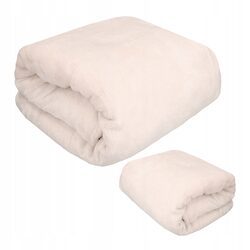 KOC 160x200 kremowy naturalny z mikrofibry gładki miękki dwustronny ciepły