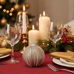 BOMBKA CHOINKOWA XXL 8 cm złota z perełkami brokatowa duża bombka ozdobna