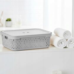 Koszyk organizer jasny szary 40x30x13 cm pojemnik z pokrywką