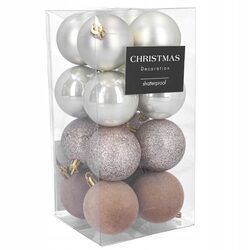 BOMBKI CHOINKOWE 16 sztuk 5 cm 4 perłowe brokatowe welurowe matowe