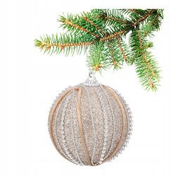 BOMBKA CHOINKOWA XXL 8 cm złota z perełkami brokatowa duża bombka ozdobna