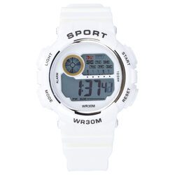Zegarek sportowy biały damski elektroniczny stoper alarm podświetlenie led