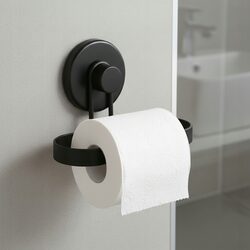 Uchwyt na papier toaletowy na przyssawkę czarny metalowy bez wiercenia loft