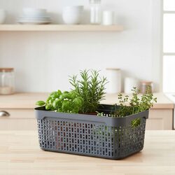 Koszyk organizer 30x20x12 cm szary plastikowy ażurowy pojemnik do szuflady