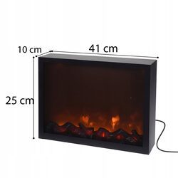 Kominek elektryczny 41x25 led metalowy bez grzania dekoracyjny wolnostojący