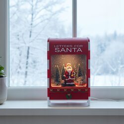 SKRZYNKA NA LISTY świąteczna dekoracja 40cm Mikołaj led muzyka śnieg usb