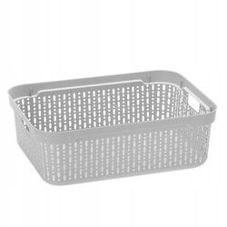 Koszyk organizer jasny szary 40x30x13 cm pojemnik z pokrywką
