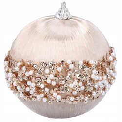 BOMBKA CHOINKOWA 10 cm szampańska baza z błyszczącymi cekinami ozdoba