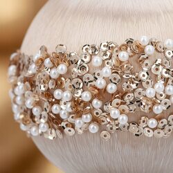 BOMBKA CHOINKOWA 10 cm szampańska baza z błyszczącymi cekinami ozdoba