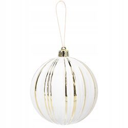 Bombka choinkowa biało złota 8 cm dekorowana ozdoba na choinkę duża