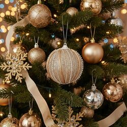 BOMBKA CHOINKOWA XXL 8 cm złota z perełkami brokatowa duża bombka ozdobna