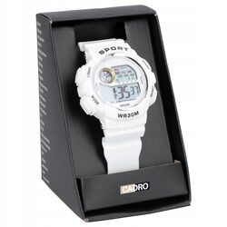 Zegarek sportowy biały damski elektroniczny stoper alarm podświetlenie led