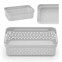 Koszyk organizer szary 22x14,5 cm plastikowy pojemnik ażurowy do szuflady