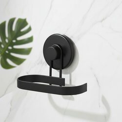 Uchwyt na papier toaletowy na przyssawkę czarny metalowy bez wiercenia loft