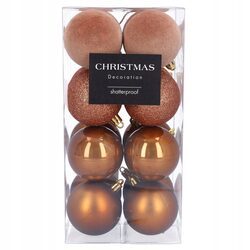Bombki choinkowe zestaw ozdób brązowe miedziane 6 cm 16 sztuk nietłukące