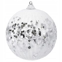 Bombka choinkowa z cekinami biała srebrna 10 cm dekorowana ozdoba duża