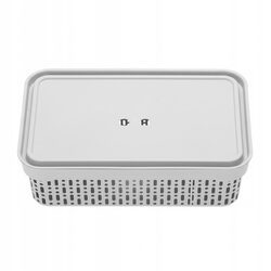 Koszyk organizer jasny szary 40x30x13 cm pojemnik z pokrywką