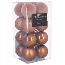 Bombki choinkowe zestaw ozdób brązowe miedziane 6 cm 16 sztuk nietłukące