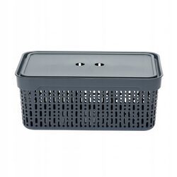 Koszyk organizer szary 30x20x12 cm pojemnik plastikowy z pokrywką