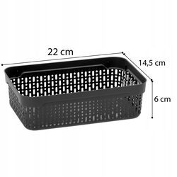 KOSZYK ORGANIZER czarny plastikowy koszyczek do łazienki na biurko 22x14,5