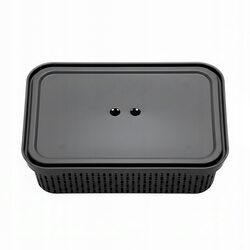Koszyk organizer czarny 30x20 cm z pokrywką plastikowy do szuflady