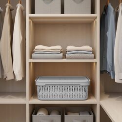 Koszyk organizer jasny szary 40x30x13 cm pojemnik z pokrywką