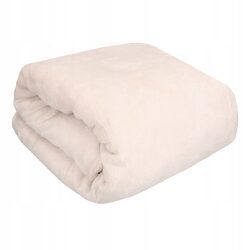 KOC 160x200 kremowy naturalny z mikrofibry gładki miękki dwustronny ciepły